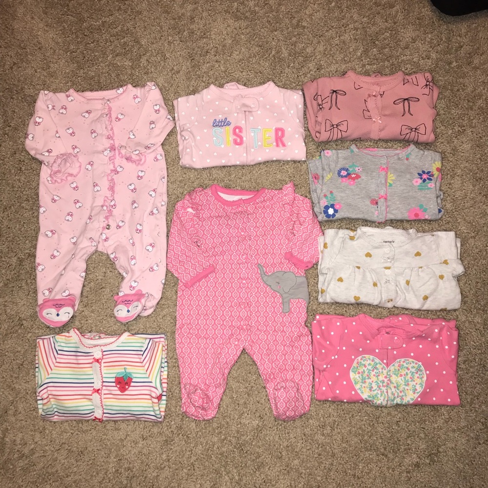 8 Carters Baby Girl sleepers